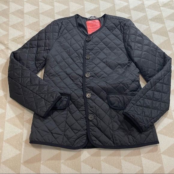J crew quilted puffer lady jacket black primaloft - Picture 3 of 6